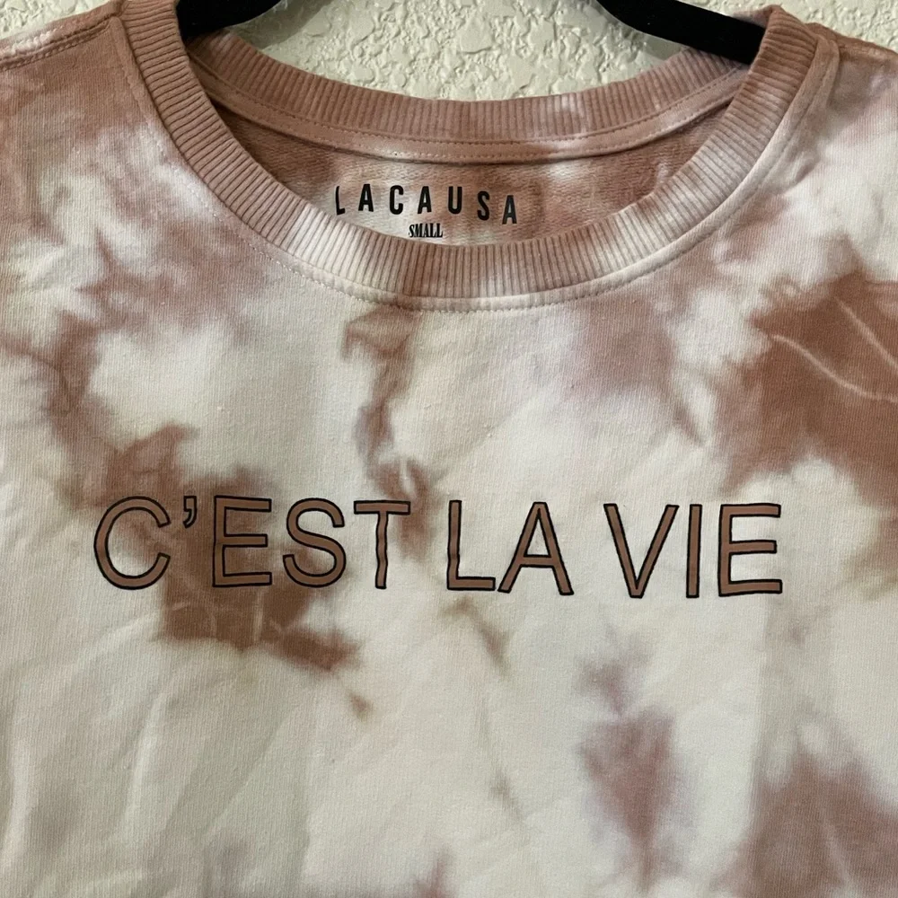NWT LACAUSA (Anthropologie),C'est La Vie Tie Dye Crewneck Sweatshirt, Clay, S - Picture 2 of 7